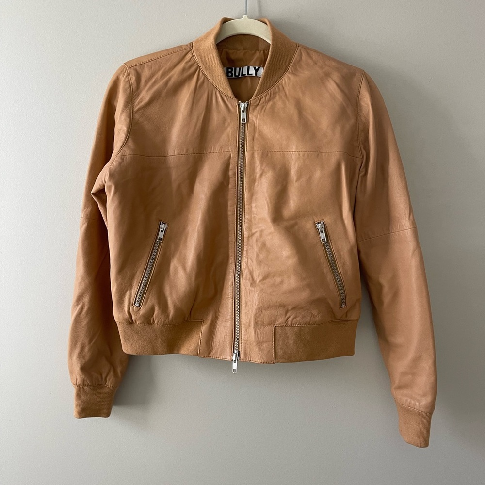 Light brown genius leather bomber jacket